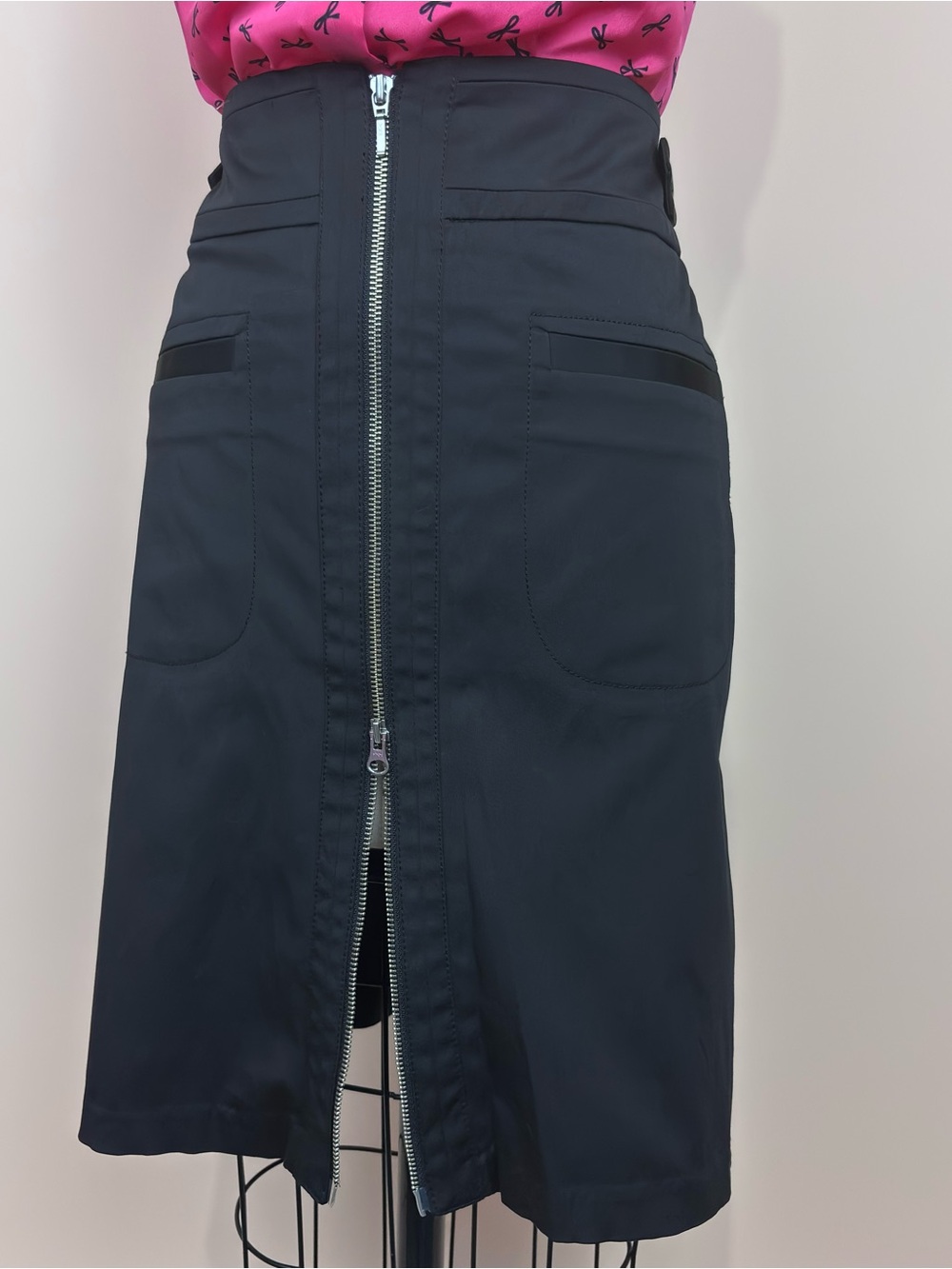 Exlura Black Zippered Cargo Utility Pencil Skirt 8 Medium